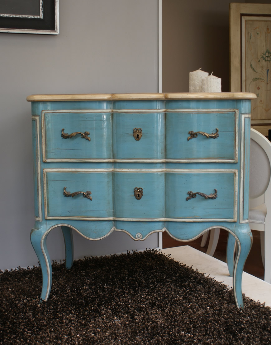 table Credenzino azzurro bicolore