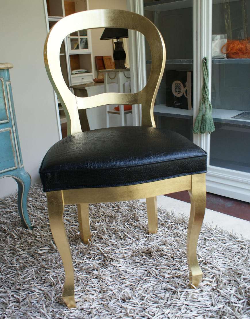 table Sedia in legno in foglia oro