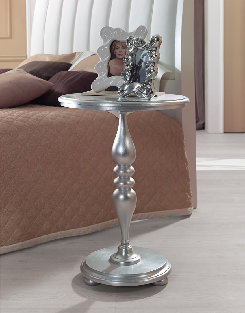 table Tavolino tondo in foglia argento