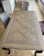 Tavolo rettangolare allungabile,  piano intarsiato effetto parquet