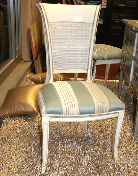 table Sedia imbottita con schienale in paglia Vienna fine laccato