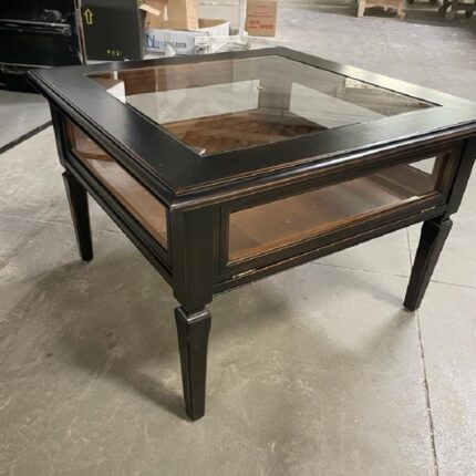Tavolino da salotto a bacheca quadrato color moka 70x70
