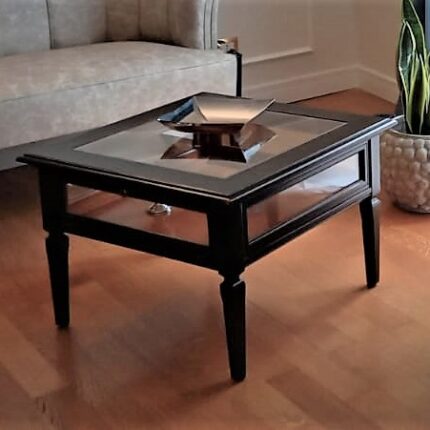 Tavolino da salotto a bacheca quadrato color moka 70x70