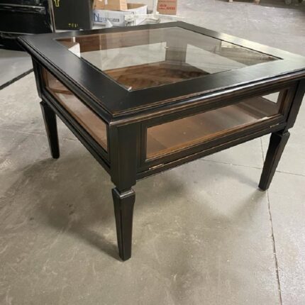 Tavolino da salotto a bacheca quadrato color moka 70x70