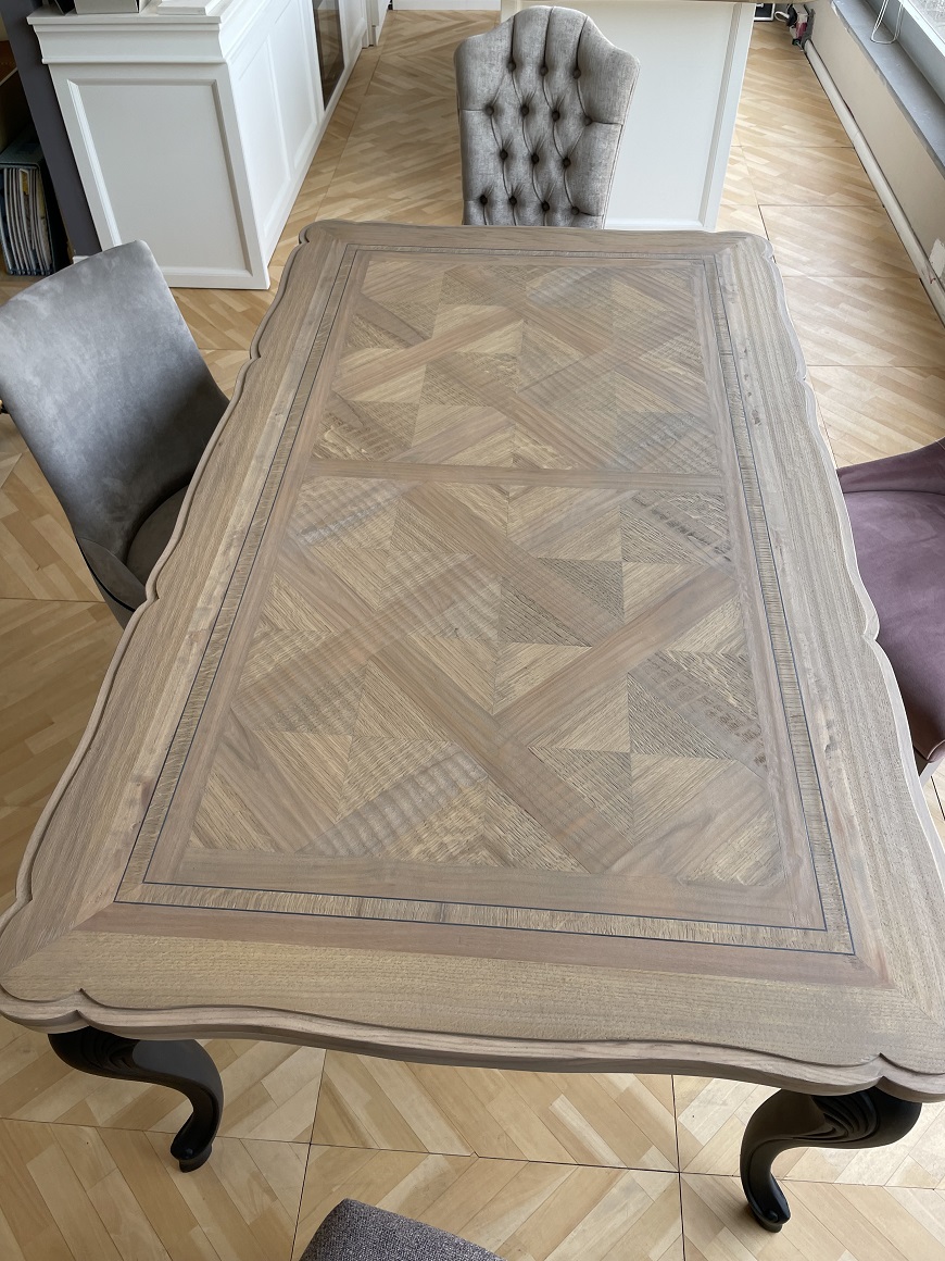 table Tavolo rettangolare allungabile con piano intarsiato effetto parquet