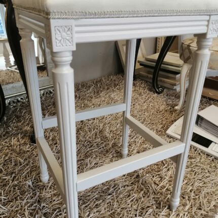 Sgabello rettangolare in legno seduta imbottita  Luigi XVI h.80